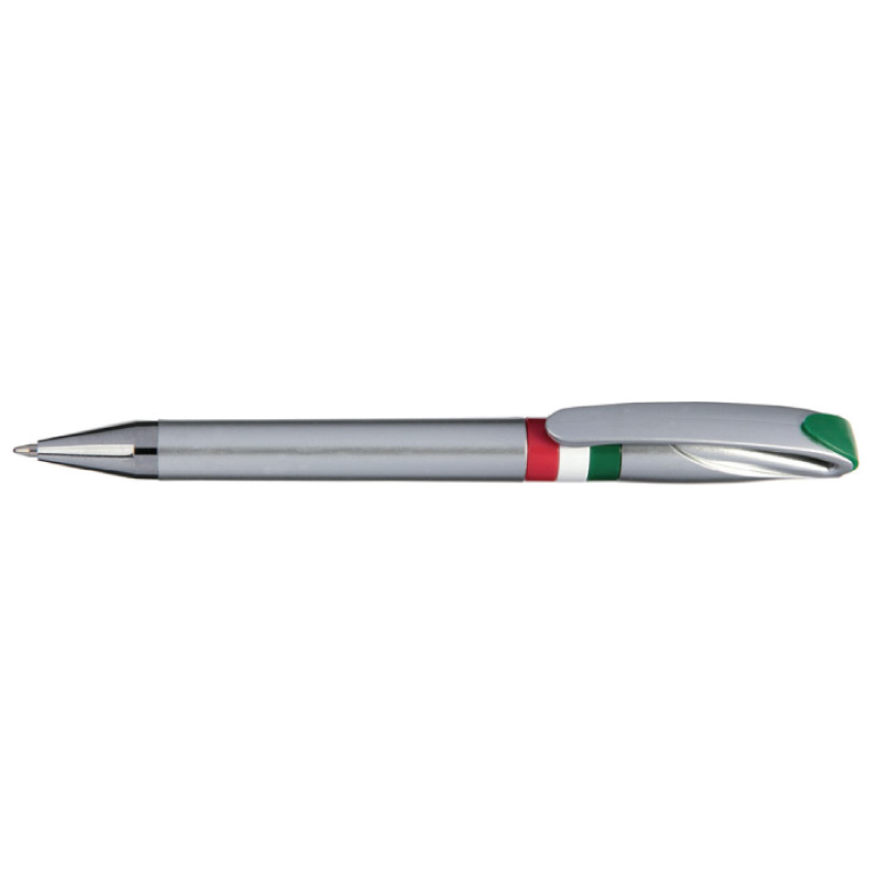 PENNA SFERA MEC.A ROTAZIONE IN PL. LACCATA SILVER INSERTO TRICOLORE ART. PH-254 IT