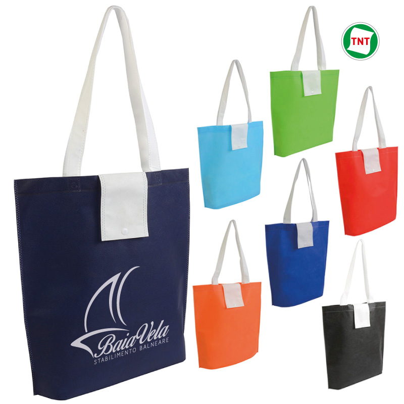 SHOPPER RIPIEGABILE IN TNT 80g/mq ELETTROSALD. MANICI CORTI cm.36x40x10 ART.RA589